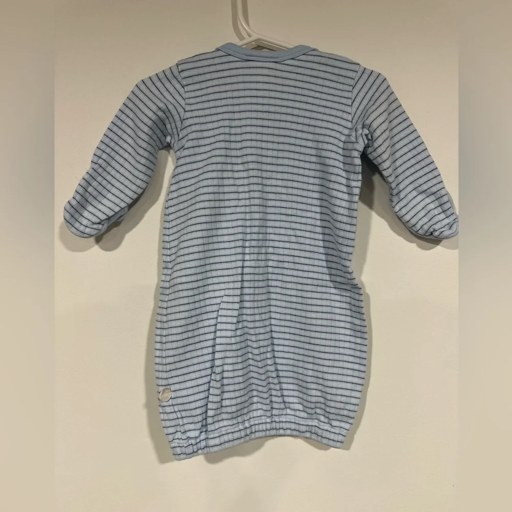 Vintage Classic Pooh Blue Striped Newborn Sleep Gown Embroidered 0-3 months